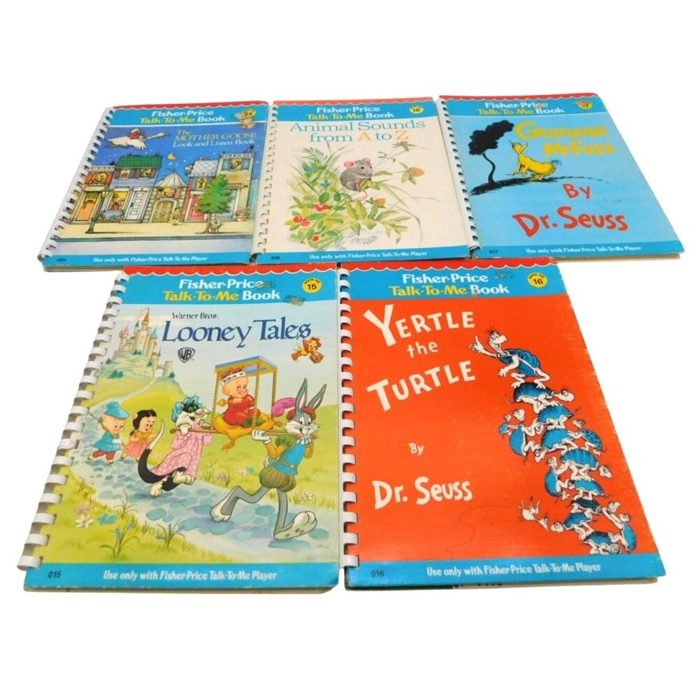 Lot of 5 Vintage Fisher Price Talk to Me Books Dr. Seuss Looney Tunes